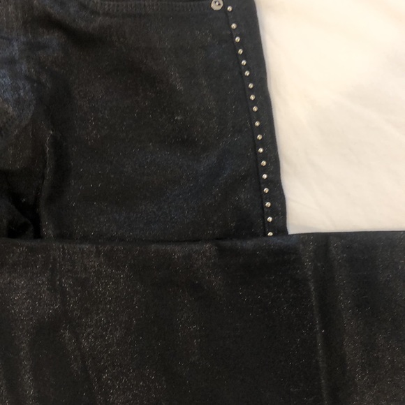 All Saints black shiny skinny jeans with metal detail - Picture 3 of 5